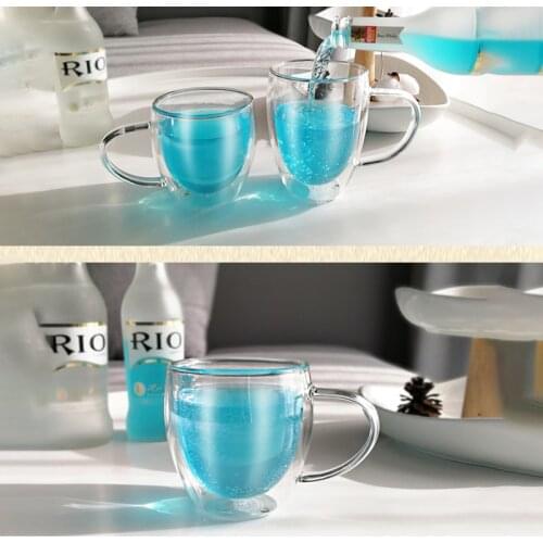 Double Wall Glass Mug Heat Resistant Coffee Mug with Handle Portable Transparent Beer Mug 150ml Whiskey Glass Mug Insulatedglass