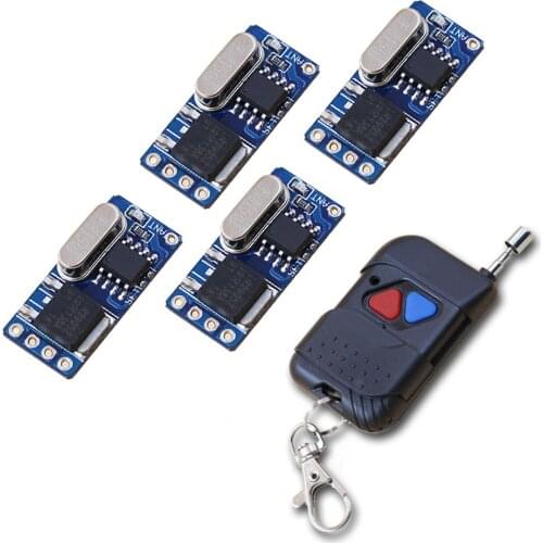 DC3.5v-12v Smart Wireless Remote Control Switch Mini Remote Switch System 4 Receiver & 1 Transmitter 315Mhz