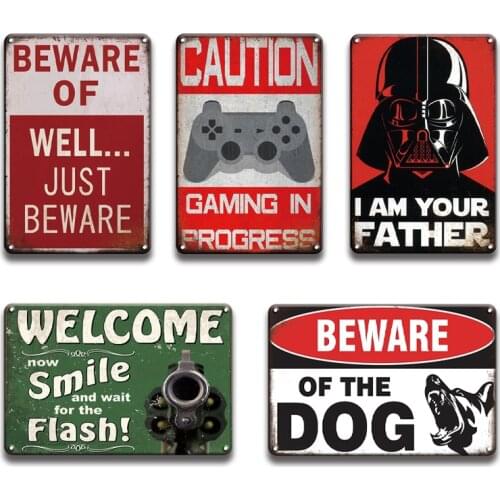 Vintage Beware Of Dog Warning No Farting Metal Poster TIn Sign Shabby Chic Man Cave Rules Metal Signs Farmhouse Home Decoration
