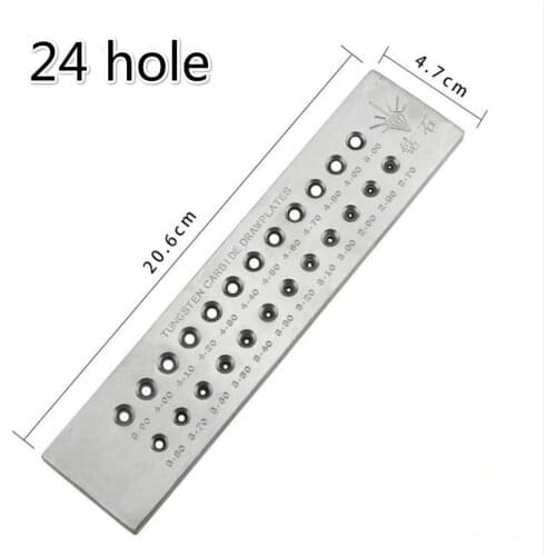 1pcs 24 hole Round Shape 2.70-5.00mm hard alloy tungsten wire drawing plate gold and silver jewelry making drawing plate