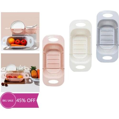 Retractable Sink Drain Basket Adjustable Sink Colander Strainer Basket Plastic Fruit Storage Basket Kitchen Sink Sink Shelf