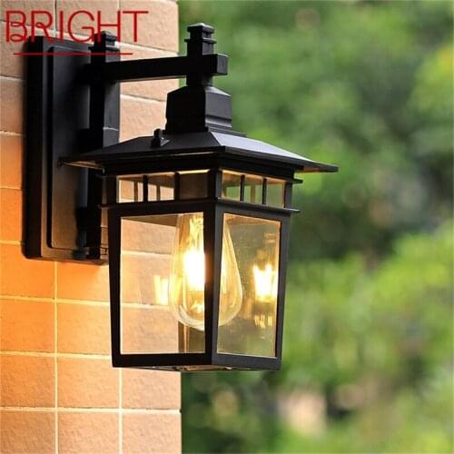 BRIGHT Outdoor Wall Lamp LED Classical Retro Black Light Sconces Waterproof Decorative for Home Aisle