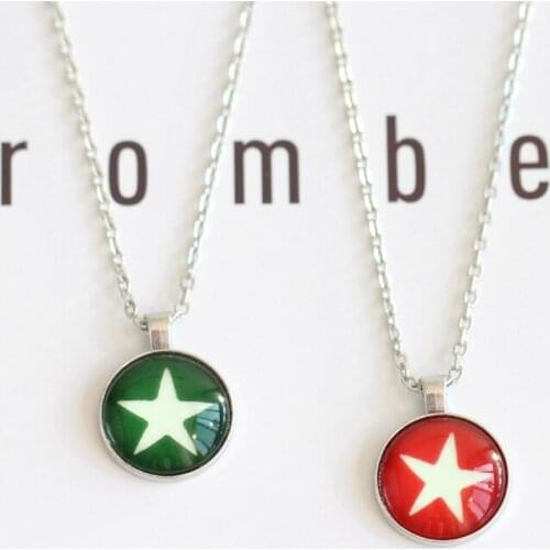 Red Green Star Pattern Women Statement Necklace & Pendants Korean Fashion Style Creative Night Glow Lovers Necklace Accessories