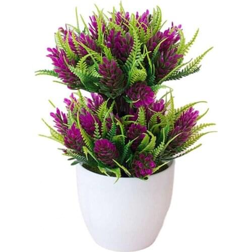1 Set Artificial Flower Dual Layer Design Anti-fade Plastic Simulation Potted Plants for Garden Bonsai Artificial Flowers in Pot