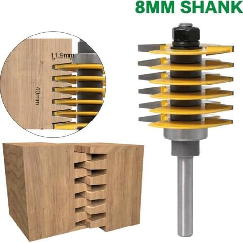 1PC 8mm/12.7mm Shank 2 Teeth Adjustable Finger Joint Router Bit Wood Cutter Tenon Cutter Industrial Grade for Mill Wood Tool
