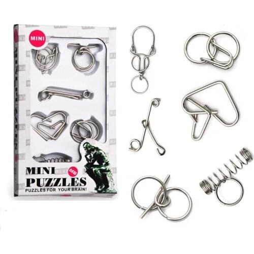 6PCS per Set Iron Wire Puzzle Metal Brain Teaser Game for Grow-ups and Kids