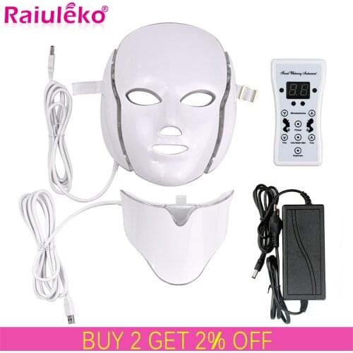 7 Colors Light Led Facial Mask Led Photon Therapy Face Mask Machine Therapy Skin Care Acne Removal Mask Neck Beauty Led Mask
