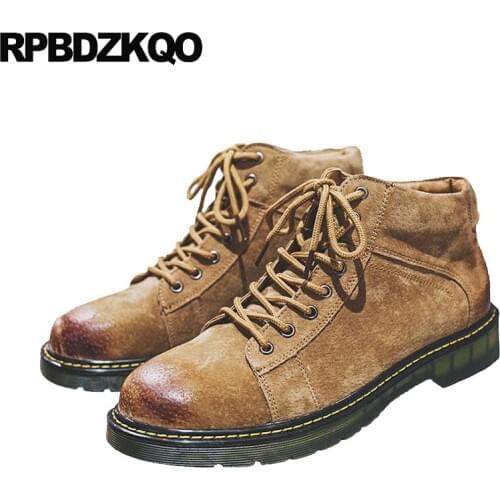 Combat autumn suede boots army lace up winter stylish brown booties designer shoes men high quality fur black military fashion