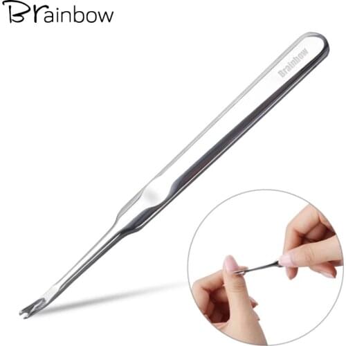 Brainbow 1pc Cuticle Pusher Professional Stainless Steel Nail Cuticle Remover Callus Dead Skin Fork Nail Manicure Pedicure Tools
