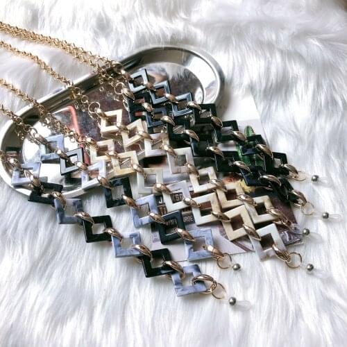 Fashion Individual Glasses Chain Tide Europe Korean Eye Leir Conceron Acrylic Splicing Metallic Sunglasses Chain Link Cord Rope
