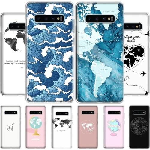 World Map Travel Phone Case For Samsung Galaxy S20 S10 S21 Ultra Note 10 20 S9 S8 S7 FE Plus Lite Cover Soft Silicone TPU