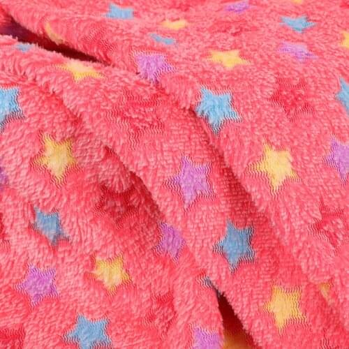 4Colours double side coral flannel jacquard Star fur fabric high quality colourfu velvet fabric for pajama garment 1X1.6M
