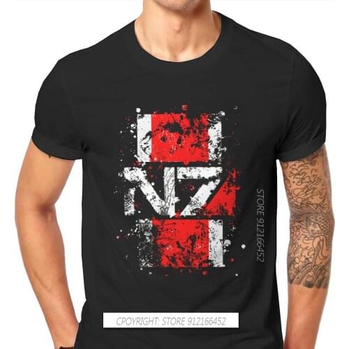 Mass Effect Commander Shepard Asari Game TShirt For Men N7 Splatter Soft Leisure Tees T Shirt Trendy Fluffy