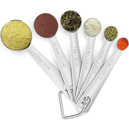 Hot YO-6 Pack Stainless Steel Measuring Spoons Set ,Easy to Clean & Dishwasher Safe, Accurate Measurement for Food Coffee Spice