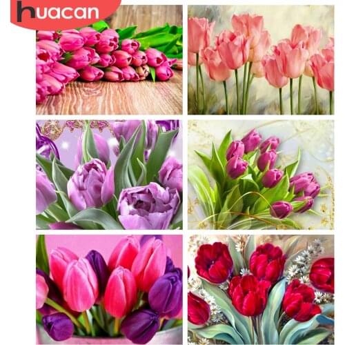HUACAN Diamond Painting Flower 5D DIY Diamond Embroidery Cross Stitch Tulip Pictures Of Rhinestones Mosaic Decortion