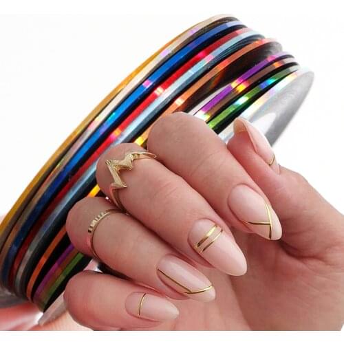 10 Rolls Mixed Color Nail Striping Tape Sticker Ribbon Line For DIY 3D Nail Art Tips Decorations Nail Foil Decals Set SA815