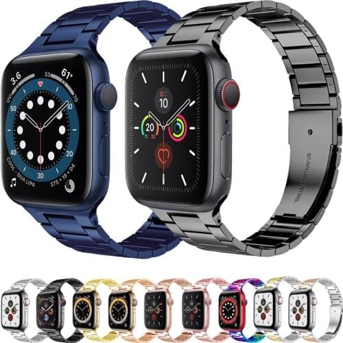 Stainless Steel Metal Strap For Apple Watch 44mm 40mm 42mm 38mm Band Ultra Thin Link Belt Bracelet For IWatch Series 6 SE 5 4 3