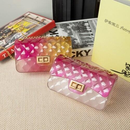 Fashion Gradient Colorful Lingge Jelly Bag Mini Square Bag Shoulder Bag Women Crossbody Bag Ladies Handbag Purse bolsa feminina