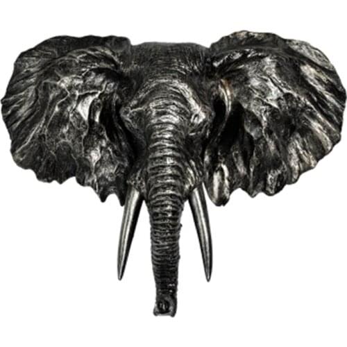 FASHION ELEPHANT HEAD SCULPTURE WALL HANGING WILD AFRICAN ANIMAL STATUE ART AND CRAFT ORNAMENT FOR HOME PUB OFFICE DECOR A667