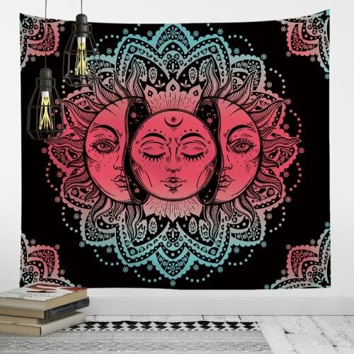 The Moon Sun Spiritual Tapestry Wall Hanging Home Decoration Boho Walls Decor Mandala Carpet Hippie Trippy Psychedelic Tapestry