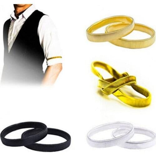 2PCS Elastic Armbands Men Spring Elasticity Bartender Bracelet Sleeve Cuff Non-slip Armband Size:1.1*21cm Pulseira Wholesale Hot