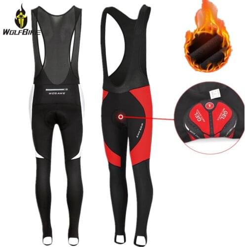 Wolfbike Winter Fleece Thermal MTB Bike Pants Bib Trousers Gel Padded Mountain Bicycle Wear Clothing Baggy Tights Cycling Pants