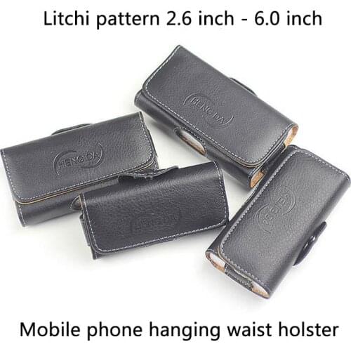 Men Cellphone Loop Holster Case Belt Waist Bag Purse Phone Wallet Black PU Leather Organizer Storage Bag for Mobile Phone