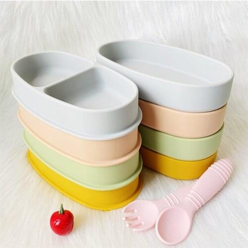 BPA Free Childrens Tableware Set Silicone Bowl Portable childrens dinner plate bowl Childrens Dishes