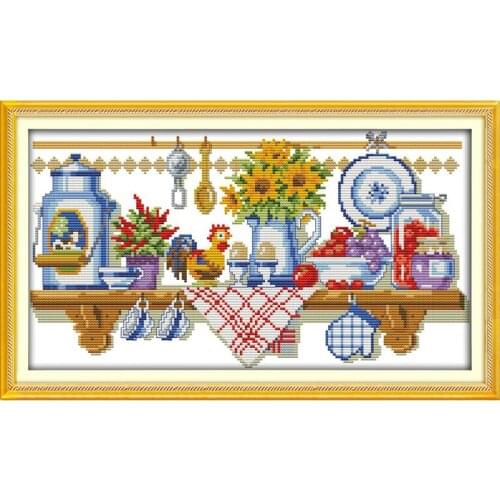 Joy Sunday The Kitchen Corner Painting Patterns Counted Printed On Canvas 14CT Chinese Cross Stitch Kits Embroidery Needlework