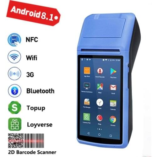 POS Terminal Android 6.0 Handheld PDA With 58mm Thermal Receipt Printer NFC 3G Wifi Barcode Scanner Built-in 7500mAh Battery