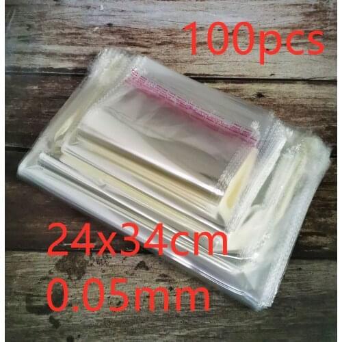 24x34cm 100pcs Transparent Self Adhesive Seal OPP Plastic Bags Gifts Jewelry Shipping Packaging Bag for Business