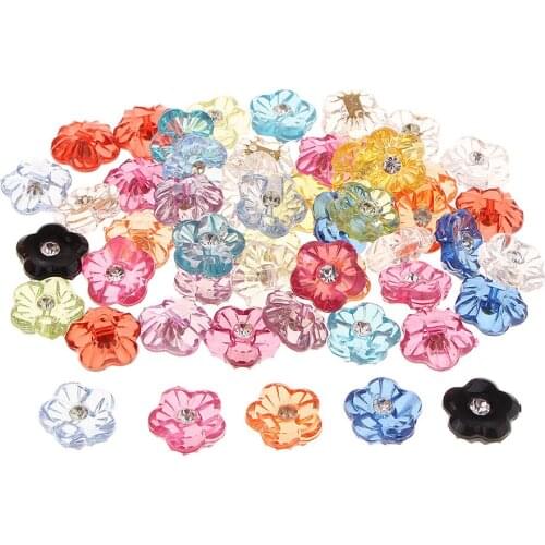 50 Pcs DIY Sewing Sparkly Diamante Buttons for Clothes Flower-shaped Rhinestone Shank Buttons Sewing Crafts Embellishments