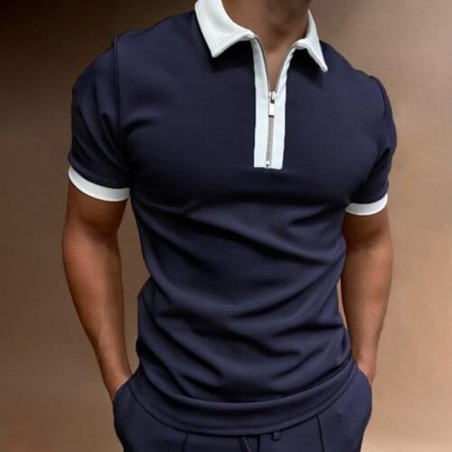 Summer Men Polo Shirt Anti-Shrink Short Sleeve Loose Zipper Color Matching Clothes Casual Luxury Male Tee Shirts Top U.S. Yards