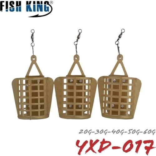 FISH KING Fishing Group Bait Cage Fishing Lure Cage Feeder Fishing Accessories Carbon Steel String Golden Hook Weight 20g-60g