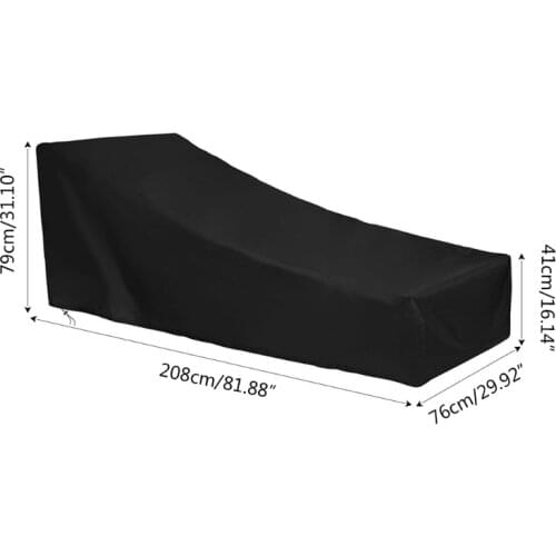 Garden Balcony Chaise Longue Shed Black Sunshade Waterproof 210D Oxford Cloth Outdoor Furniture Recliner Dust Cover Durable W3JE
