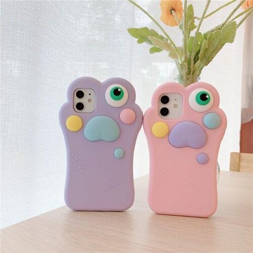 Cute Cat Paw Eye Popit Push Bubble Silicone iPhone Case For iPhone11 12 Pro Max Mini X XS XR 8 7 Autism Sensory Fidget Cover