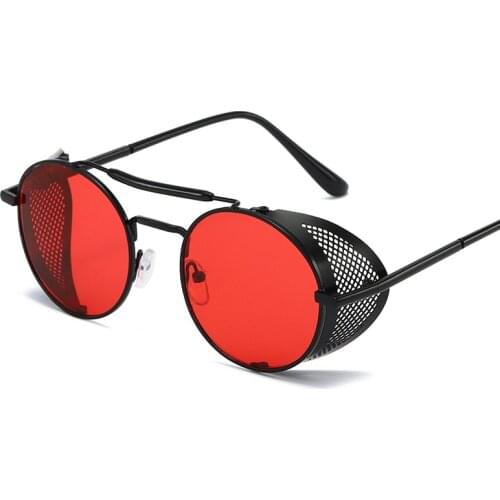 Steampunk Sunglasses Ladies Round Vintage Metal Sunglasses Men Brand Design Steampunk Glasses UV400 Gafas De Sol