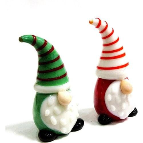 Handmade Glass Christmas Gnome Figurine Craft Ornament Cartoon Image Design Cute Santa Claus Fairy Garden Home Decor Accessories