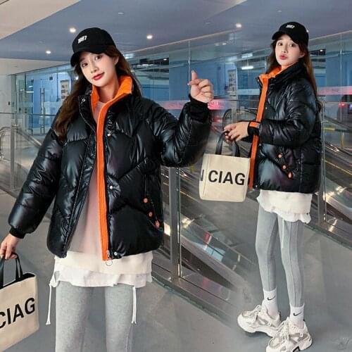 LISYRHJH Autumn Warm Parkas Woman Winter Jacket Sweet Ribbons Wadded Coat Female Stand Collar Loose Padded Clothing For Gilrs