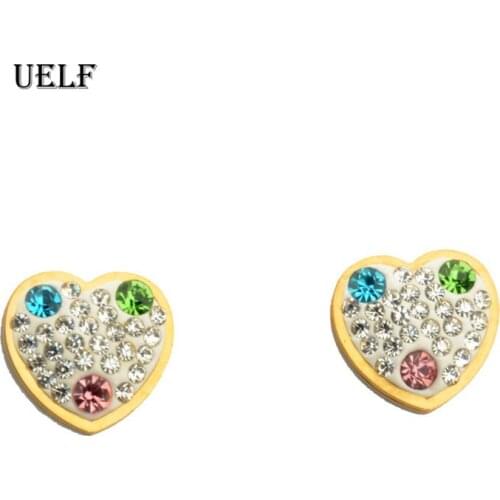 Uelf Korean Jewelry CZ Crystal Heart Geometry Earrings For Women Earrings 2019 Gifts Orecchini Brincos Pendientes Oorbellen