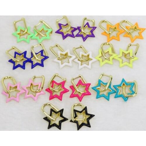 10 Pairs Star earrings Enamel earring high quality Star Fashion Dangle earrings jewelry hoop earrings for women 51488