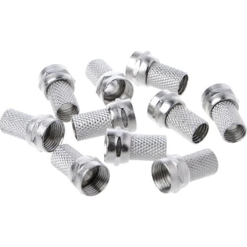 10 Pcs 75-5 F Connector Screw On Type For RG6 Satellite TV Antenna Coax Cable Twist-on