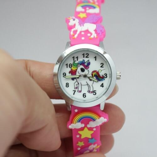10pcs/lot Kids Children Girls Students Rainbow Unicorn Rose Silicone Jelly Candy Watches Fashion 3D Printing Birthday Party Gift