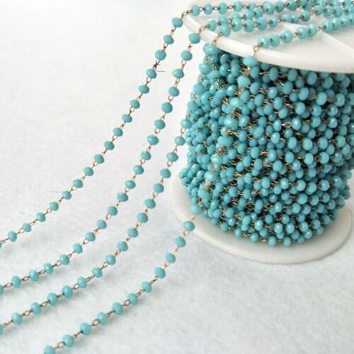 5 Meters Gold Color 3mm Glass Beads Chains Beaded Chains for DIY Necklace Bracelet Jewelry Finding LZ73