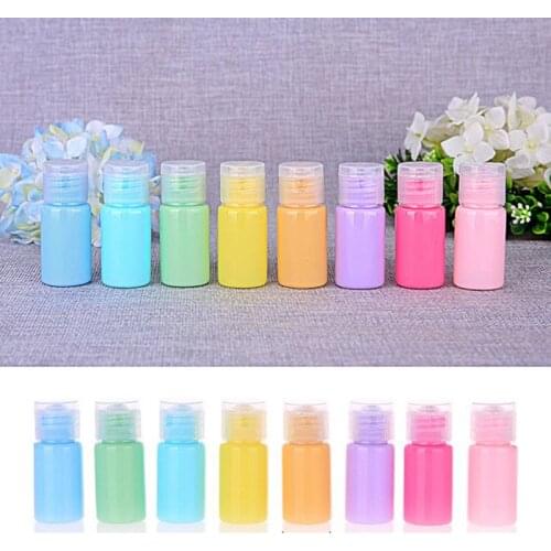 8Pcs 10ml Macaron Color Refillable Cosmetic Empty Bottles with Clear Flip Lid