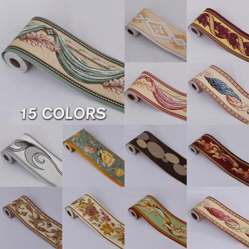 9M Floral Wallpaper Border Wall Stickers Bathroom Waterproof DIY Wall Border Decorative Tile Waist Line Sticker Home Decor Art