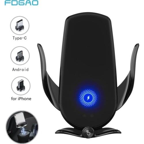 Automatic 15W Qi Car Wireless Charger for iPhone 12 Pro 11 XS XR X 8 Samsung S21 S20 S10 Magnetic USB Fast Charging Phone Holder