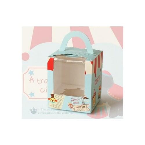 Free shipping 500pcs/lot Circus portable Cupcake box PVC window macarons chocolate dessert box cake candy box