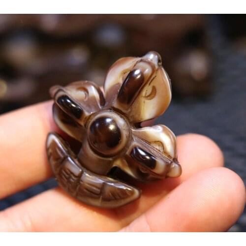 Big Treasure Talisman Energy!!! Mysterious Tibetan Onyx OM Words 3 Wands Faqi Vajra Dorje Pendant Carving Timestown