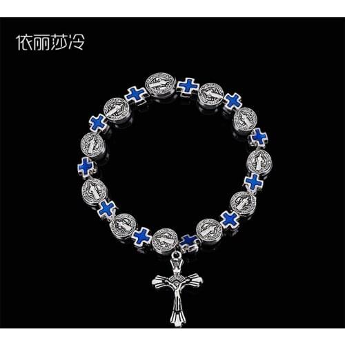 Jesus Cross Beaded Bracelet, Christ Saint Saint Benedicts Beaded Bracelet, Christs Core Beaded Sacred Heart Bracelet